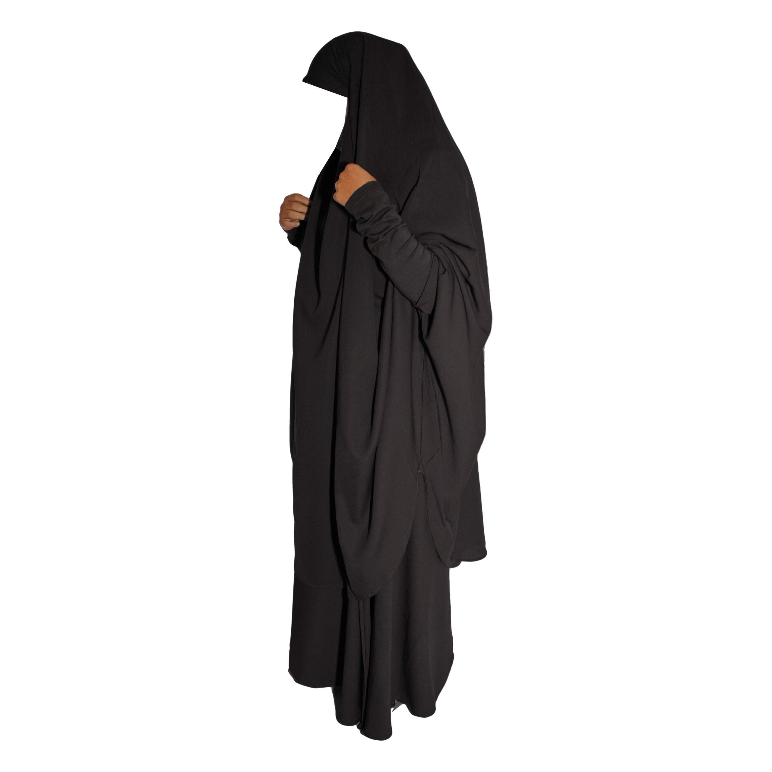 YaqeenTwo Piece Jilbab Set Nidha (Skirt + Khimar) with Stretchy Cuffs One Size Fit ideal Everyday Prayer Dress Hajj Umrah Full Cover