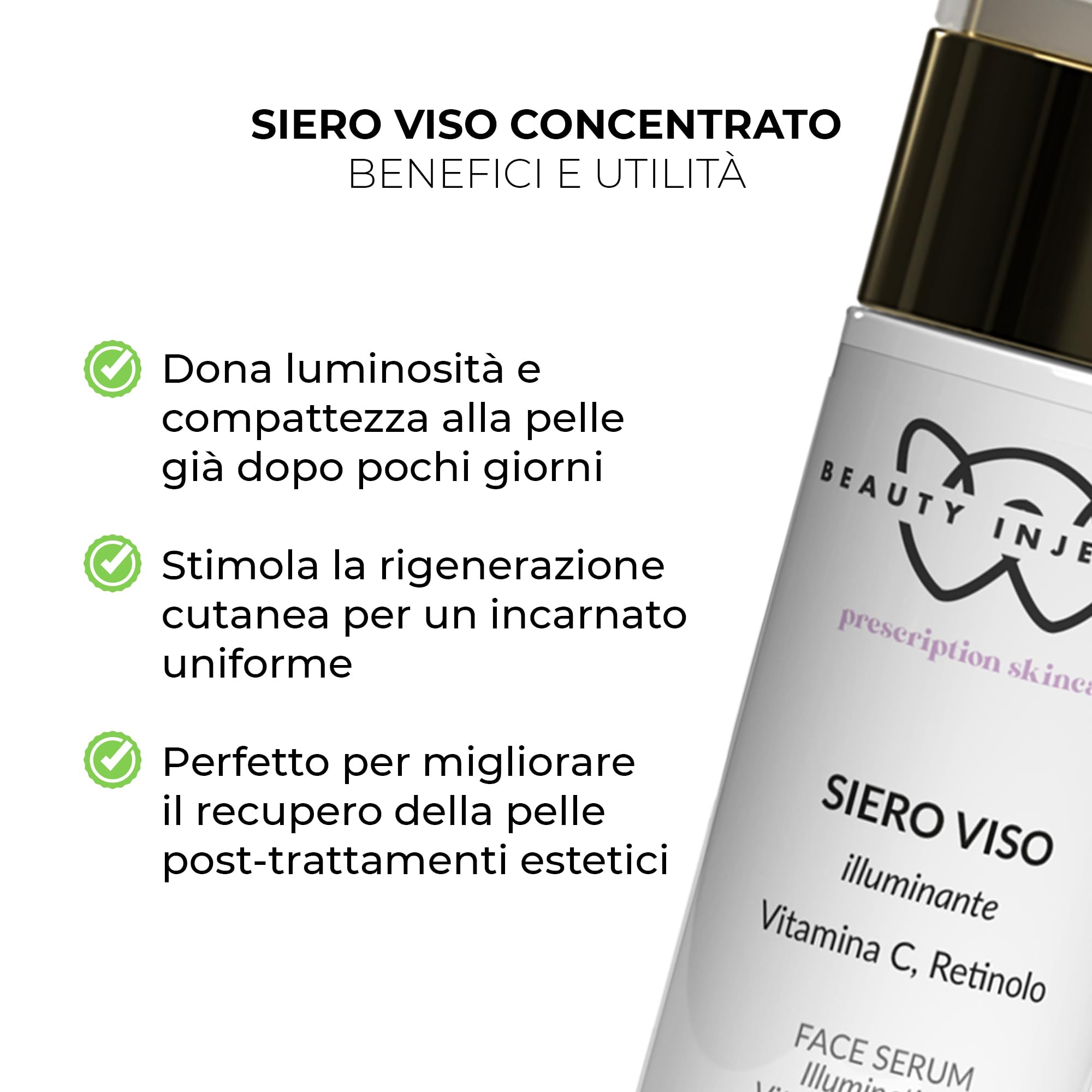 Wikirose Siero Viso Illuminante Uniformante con Vitamina C & Retinolo, Acido Ialuronico, Aloe Vera Bio, per Pelle Spenta o Stressata, 30ml