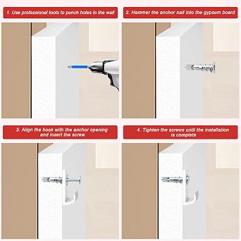 240pcs Zinc Self-Drilling Drywall Anchors, Anchor and Screw Combination with Cross Groove Drill Bit, Heavy Duty Metal Wall Anchors with Self-Tapping Screws