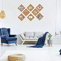 Vista 4 de Pizarra de corcho de 12 x 12 pulgadas, 1/2 pulgada de grosor, minipared con 50 alfileres, respaldo autoadhesivo fuerte, paquete de 4