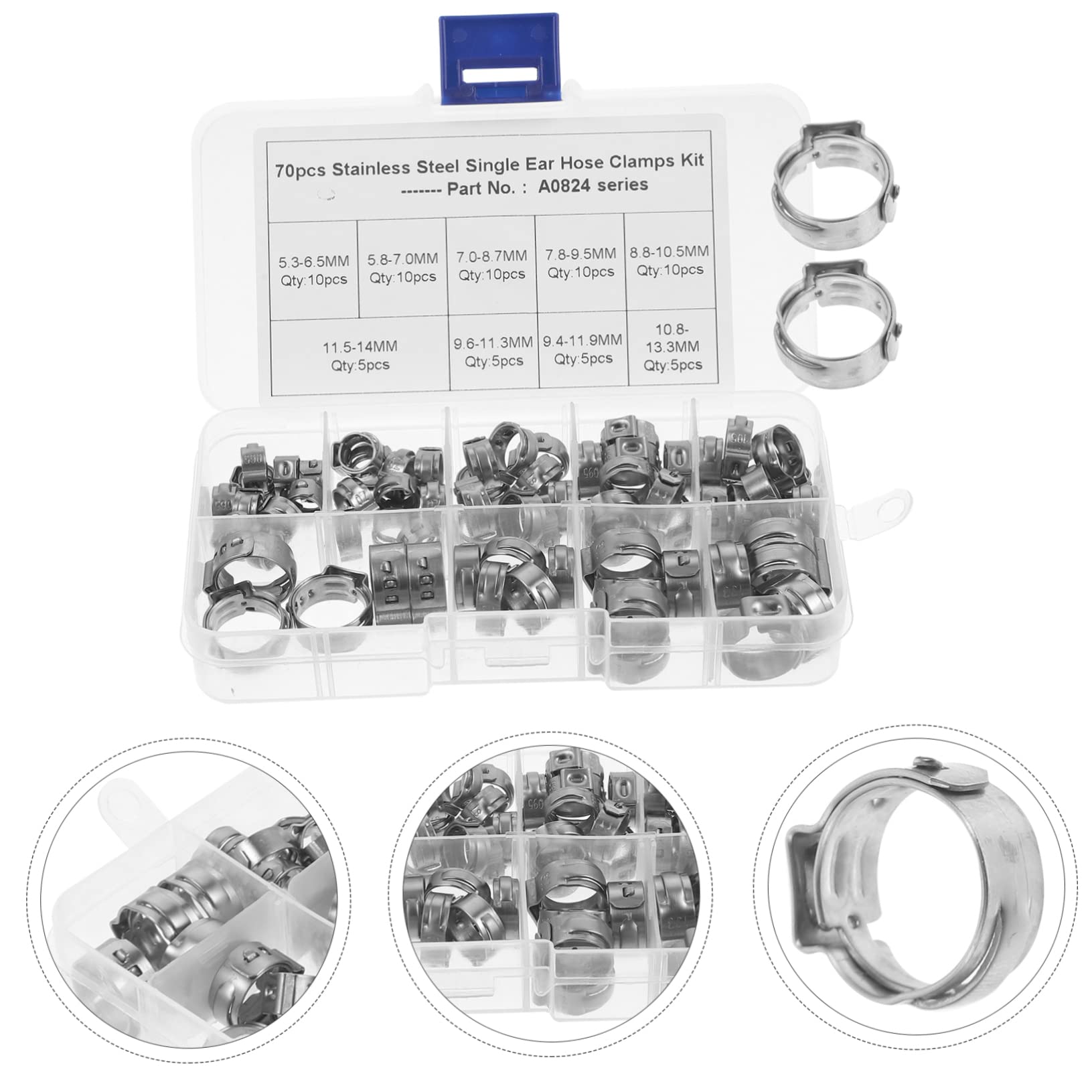 DOITOOL 210pièces Collier De Serrage Inoxydable De Clips De Serrage Acier Résistant Corrosion Différentes Pour Tubes Et Tuyaux Et Pratique