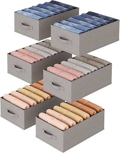 Miniatura 1 de Lifewit Organizador de ropa, organizadores de jeans para armario con tablero de soporte, 6 compartimentos, plegable, cajón de almacenamiento de 16.5