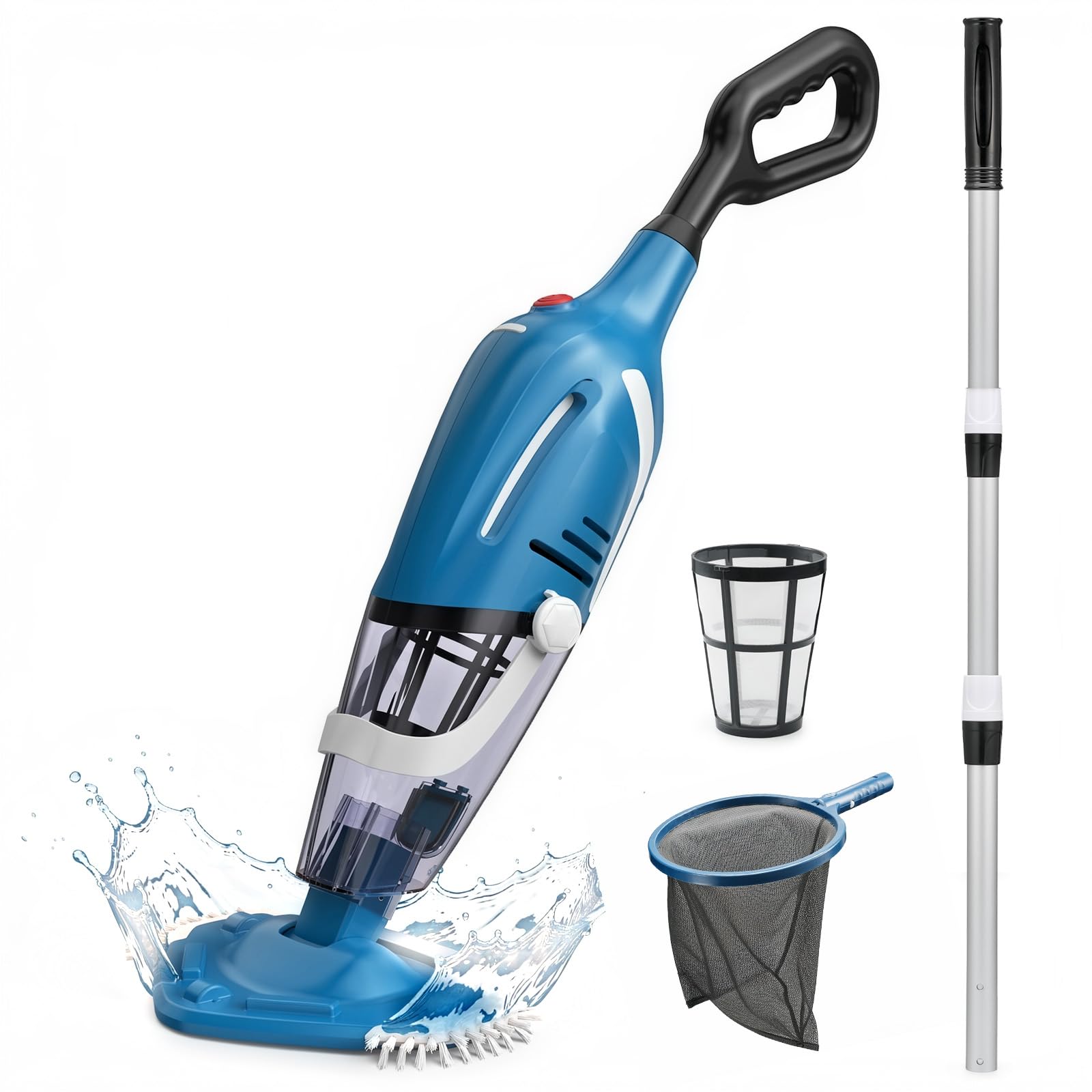 Photo 1 of Enhulk Cordless Pool Vacuum with Pool Net, Upgraded 80 Mins Runtime, 18.5 GPM Powerful Suction, 76.8'' Telescopic Pole, 1 Filters, Handheld Pool Cleaner for Above Ground & Inground Pools, PC40