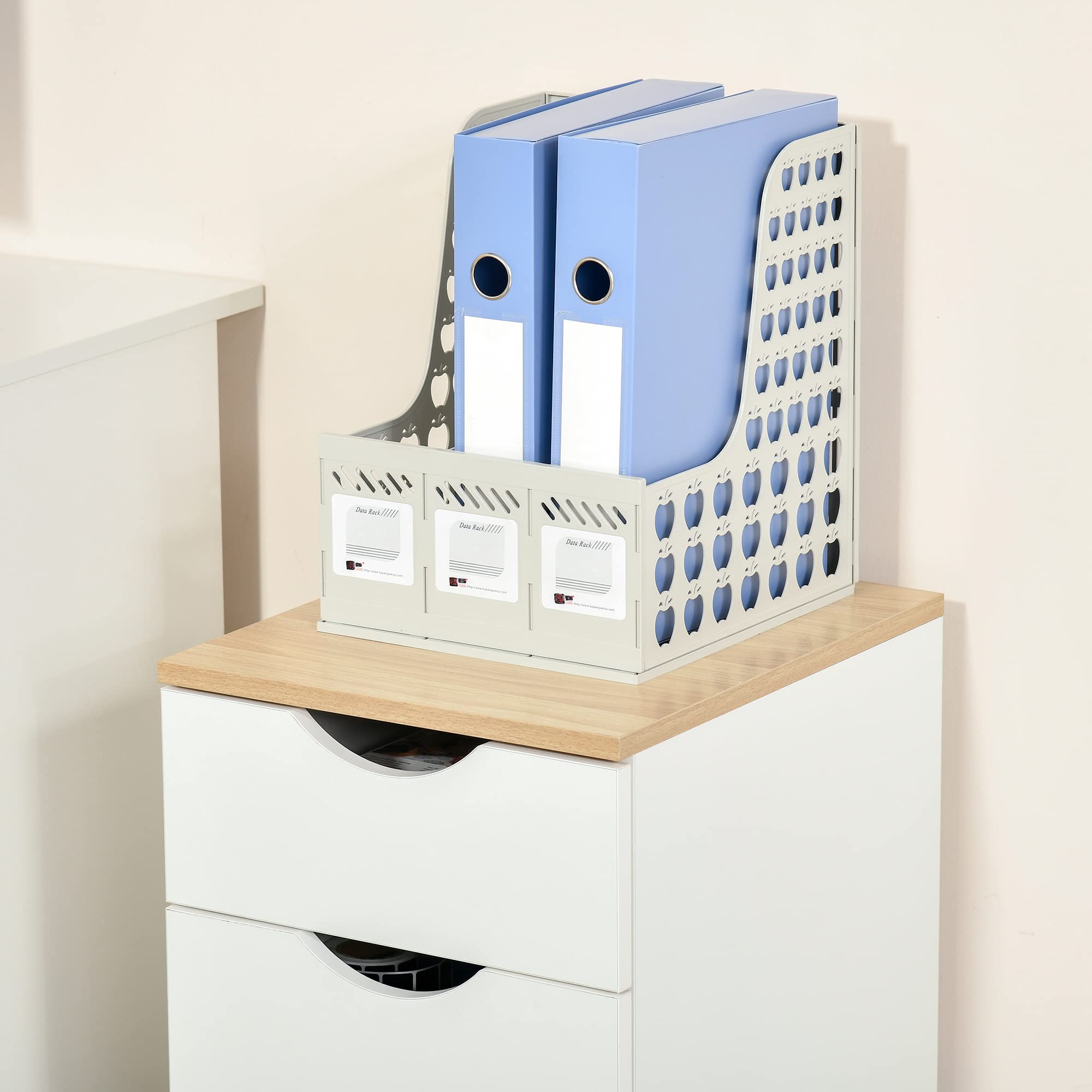 HOMCOM Caisson de Bureau, Rangement Bureau sur roulettes avec 3 tiroirs coulissants, 34 x 40 x 60,5 cm, Blanc et Effet Bois Naturel