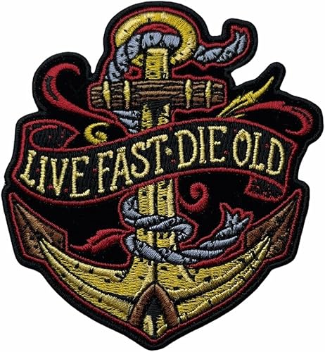 Live Free Die Old Anchor 3.5 Inch Quality Embroidered Biker Patch HLT F5D19E