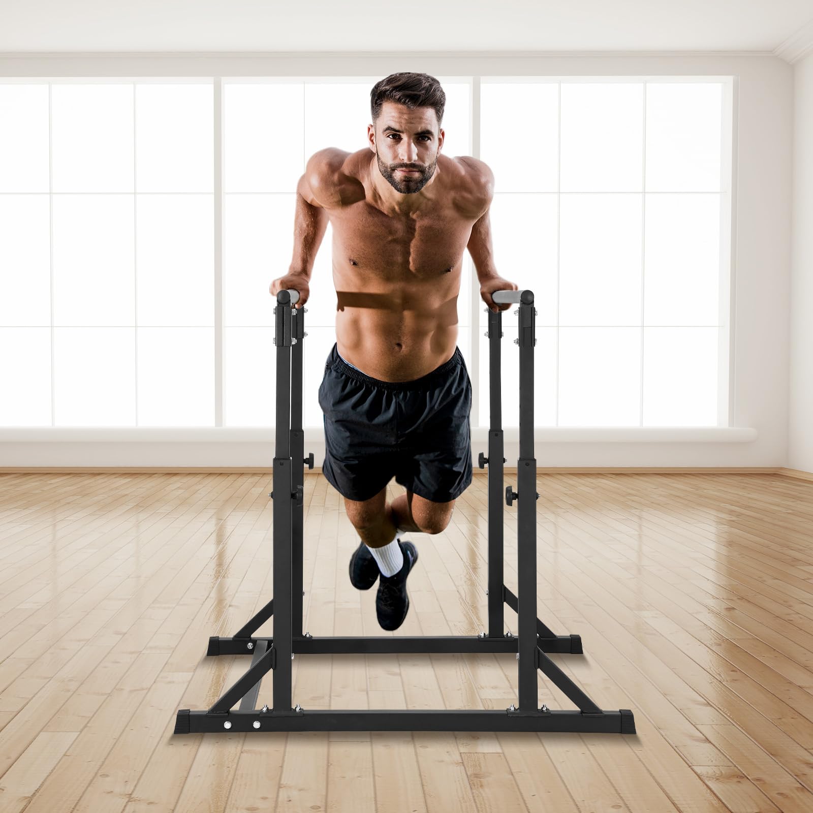 VEVOR Barre Dips, Capacité de 363 kg, Station de Dips Très Résistante avec Hauteur Réglable, Station de Barre d'Entraînement de Fitness, Barres Parallèles pour l'Entraînement de Force à la Maison