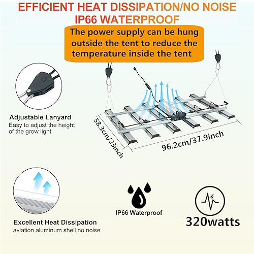 Miniatura 38 de Luces LED de cultivo FARMLITE para plantas de interior, espectro completo, luz de crecimiento de plantas, lámparas de cultivo colgantes de plantas