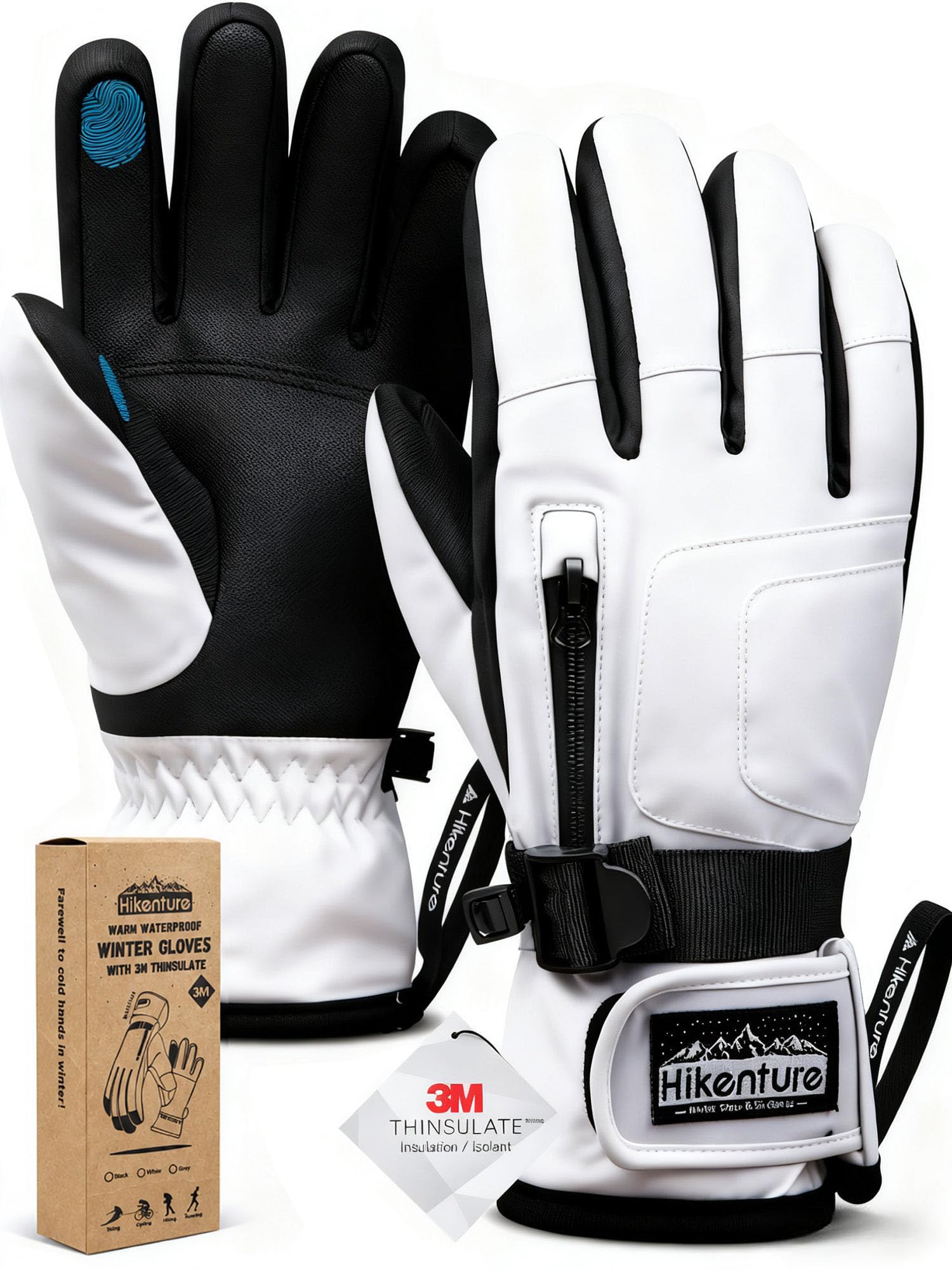 Hikenture Ski Gloves for Men&amp;Women, 3M Thinsulate Snow Gloves Waterproof