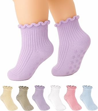 COOLMATE Pilates Socks with Grips for Women, Yoga Socks, Crew Non Slip Women for Barre, Pilates Gifts for Women