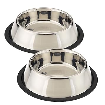 KING INTERNATIONAL STAINLES Steel PET Bowl PET Food Water Bowl (Anti Skid) 4000 ML + 4800 ML (Set of 2) Large Size and Extra Large Size for Big Pets