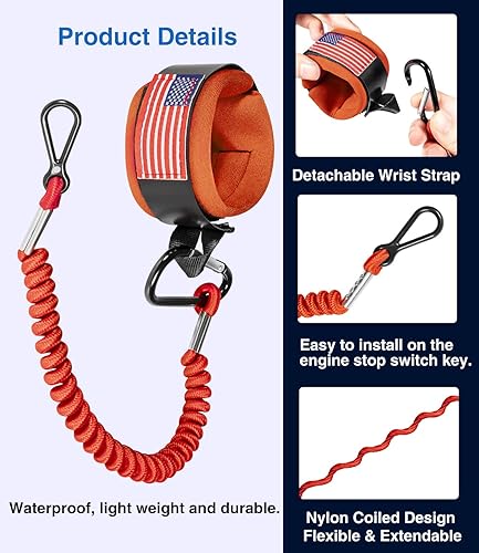 Miniatura 5 de 8M0092849 8M4000953 Cordón de interruptor de matanza de barco, Naranja con correa de muñeca