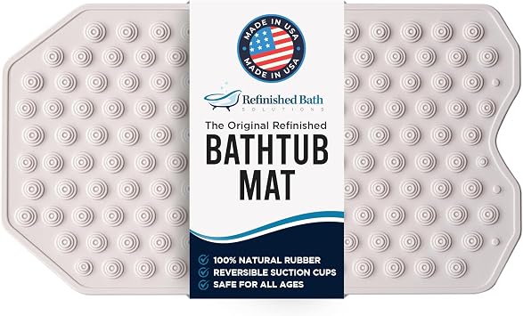 The Original Refinished Bathtub Mat - No Suction Cup Bath Mat, Designed for Textured and Refinished Bathtubs Made of Rubber Not Cheap Plastic, Great for Children and Elderly White