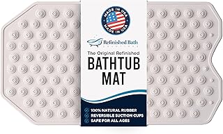 The Original Refinished Bathtub Mat - No Suction Cup Bath Mat, Designed for Textured and Refinished Bathtubs Made of Rubber Not Cheap Plastic, Great for Children and Elderly (White)