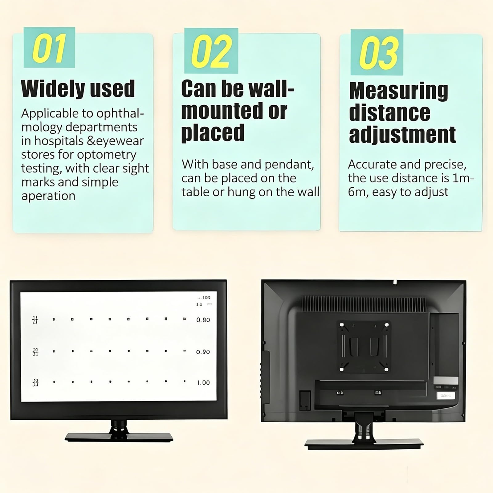 Digitale Sehschärfentafel, LCD-Sehschärfentesttafel, LCD-Monitor für ophthalmologische Tests, mit Fernbedienung für Digitale Sehschärfentesttafel für Augenkliniken 23in