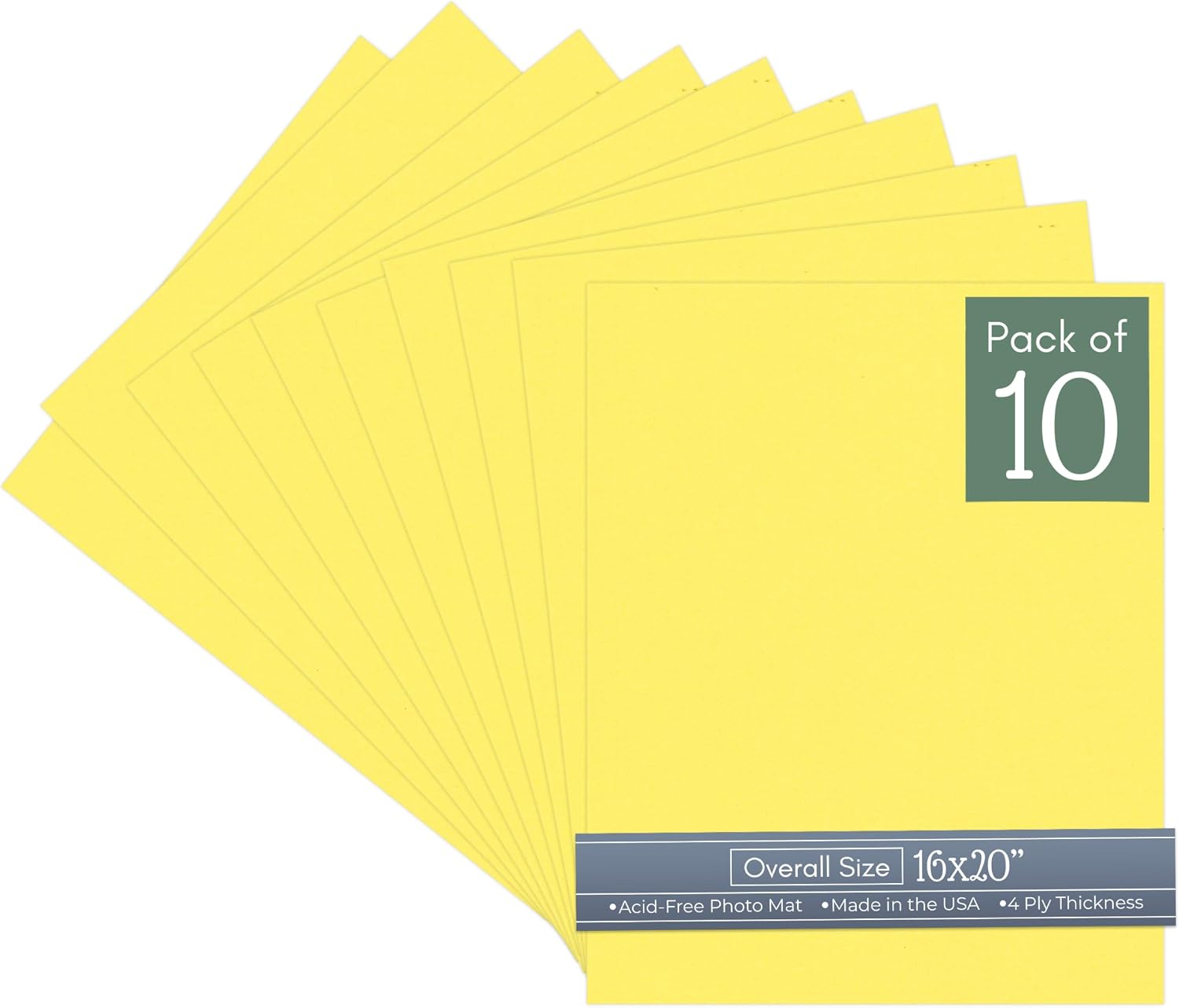 CountryArtHouse Vibrant Yellow Acid Free 16x20 Backing Board - Uncut Photo Mat Board - 1 Sheet