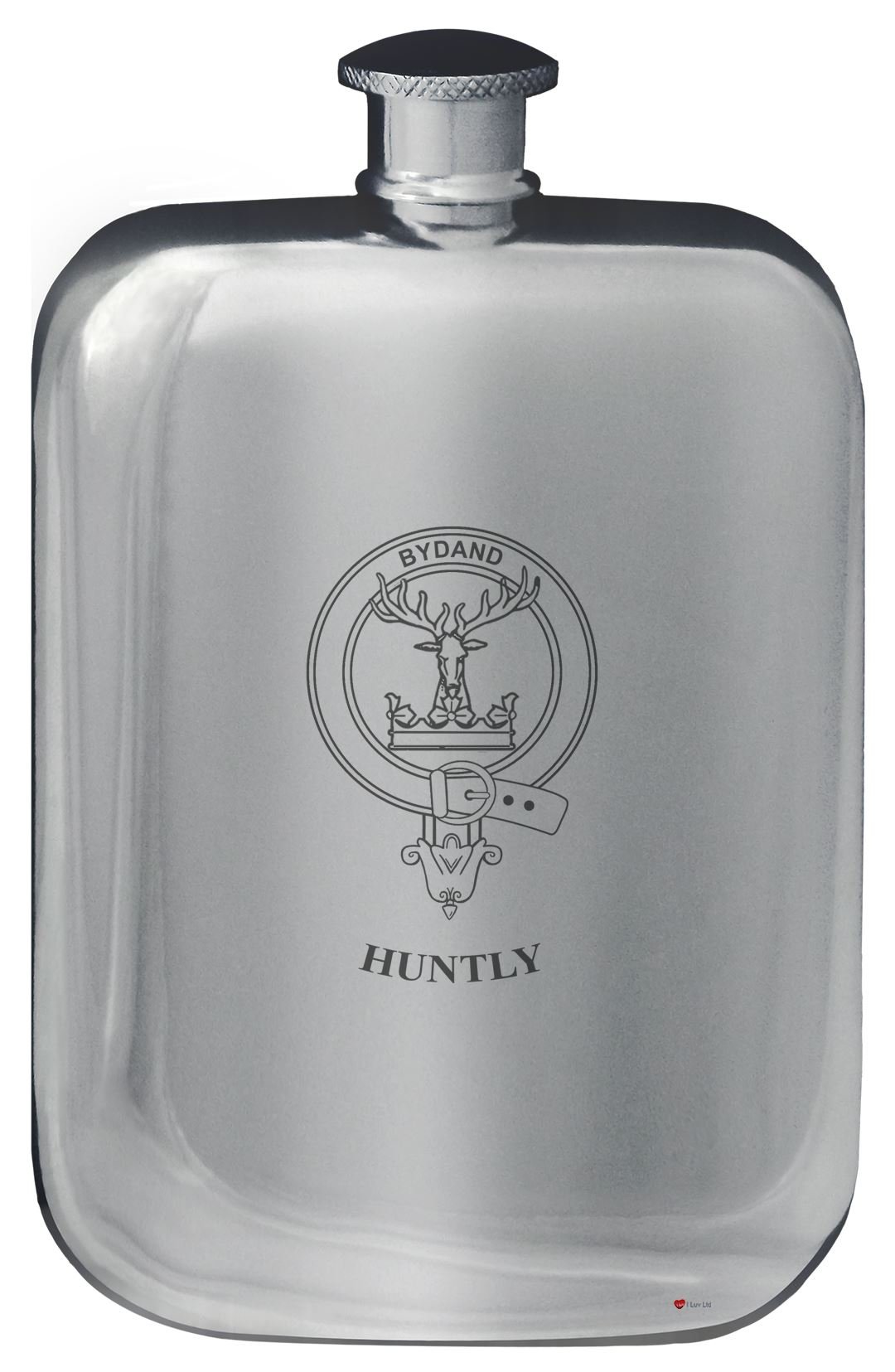 Flasque de hanche en étain poli Huntly : flacon de poche de 6 oz arrondi