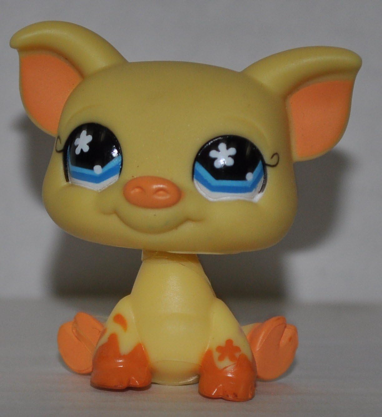 Pig #475 (Yellow, Blue Eyes, Brown Mud Spots) - Littlest Pet Shop (Retired) Collector Toy - LPS Collectible Replacement Figure - Loose (OOP Out of Package & Print)