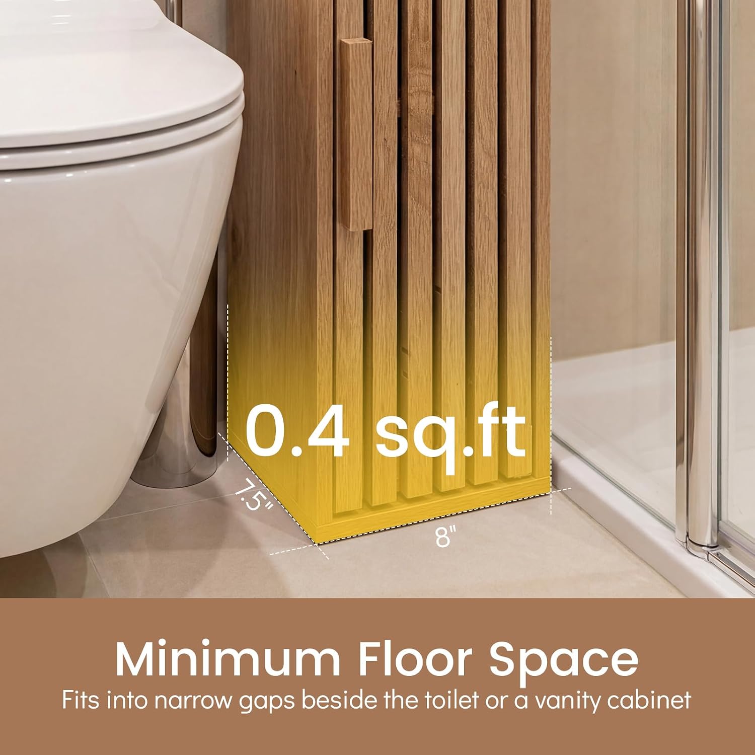 Giantex Slim Bathroom Cabinets, Freestanding Toilet Paper Holder Stand with Door, Adjustable Shelf, Space-Saving Narrow Storage Organizer for Small Bathrooms, Living Rooms, Natural