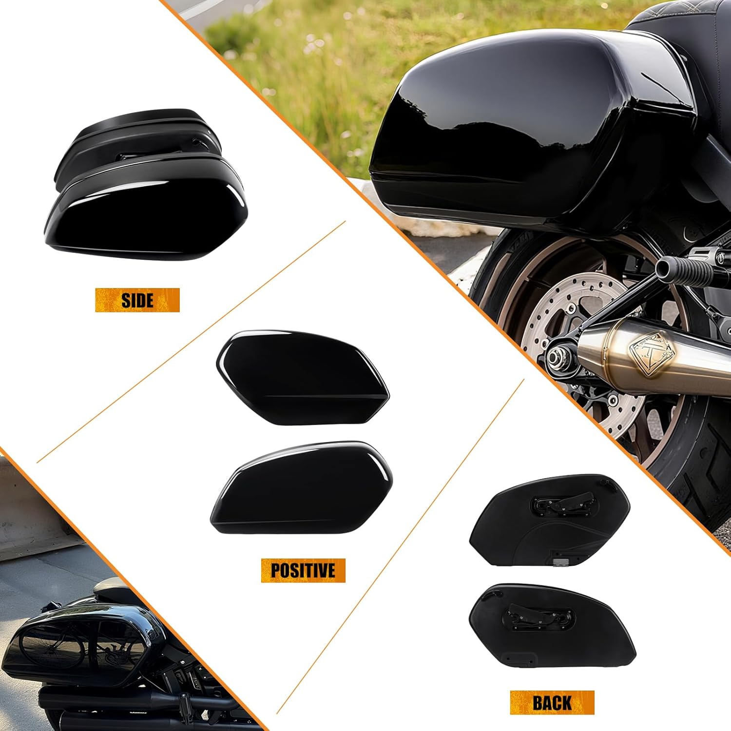 Saddlebags Saddle Bags Hard Case Left & Right with Docking Kit Fit For Harley Low Rider ST FXLRST 2022–2024 FXLRS 2020–2024 FXLR 2018–2020 Gloss Black