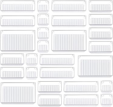 Kootek 28 Pcs Drawer Organizer Set, 4-Size Bathroom Vanity Trays Makeup Desk Dividers Versatile Storage Bins Clear Plastic Container for Dresser, Bedroom, Kitchen, Office