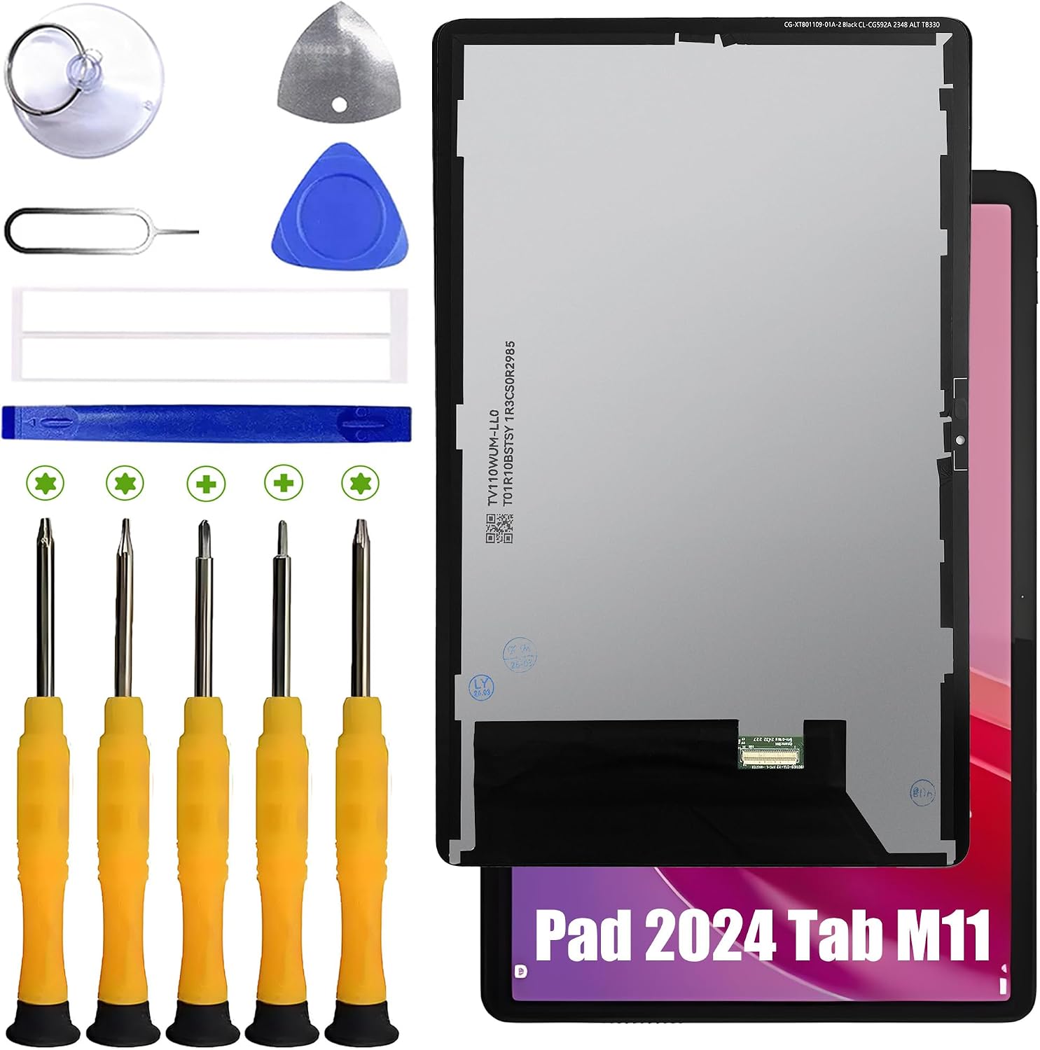 LCD Display (with Fingerprint functionality) Replacement Compatible with Lenovo xiaoxin Pad 2024 Tab M11 TB330FU TB331FC 11.0" LCD Screen Display Touch Digitizer + Tool