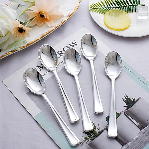 Vista 48 de WDF 100 tenedores rojos de Navidad, cubiertos de plástico desechables de 7.4 pulgadas para pasteles de postre, Navidad o uso diario