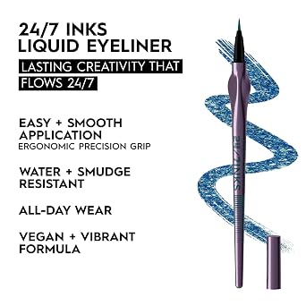 Urban Decay 24/7 Inks Liquid Eyeliner Pen, Water-Resistant, Smudge-Resistant, Fine Tip Graphic Liner, Ergonomic Grip, All Day Wear, Bold Liquid Liner Colors in Matte & Shimmer Finishes - 0.01 fl oz