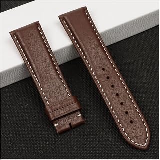 PSKOO 22mm 24mm Real Leather Watch Band Watchband Compatible with Breitling Strap Compatible with NAVITIMER World Avenger/navitimer Belt Pin Buckle (Band Color : 6, Band Width : 22mm)