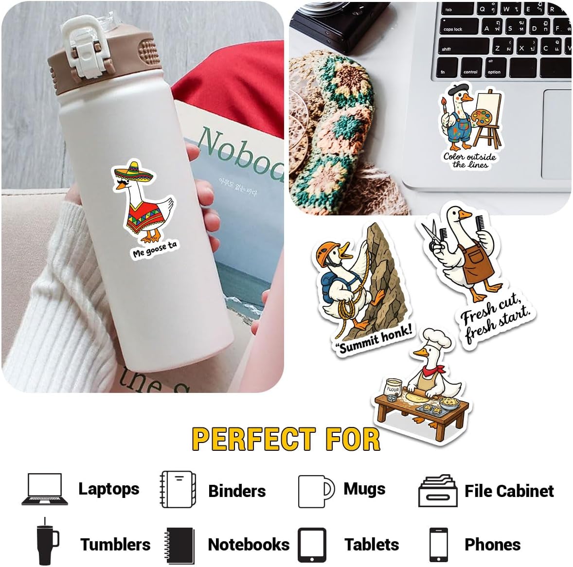 (12pcs-3in) Silly Goose Sticker Stickers Adventure Job Puns Funny Humor Art image 4