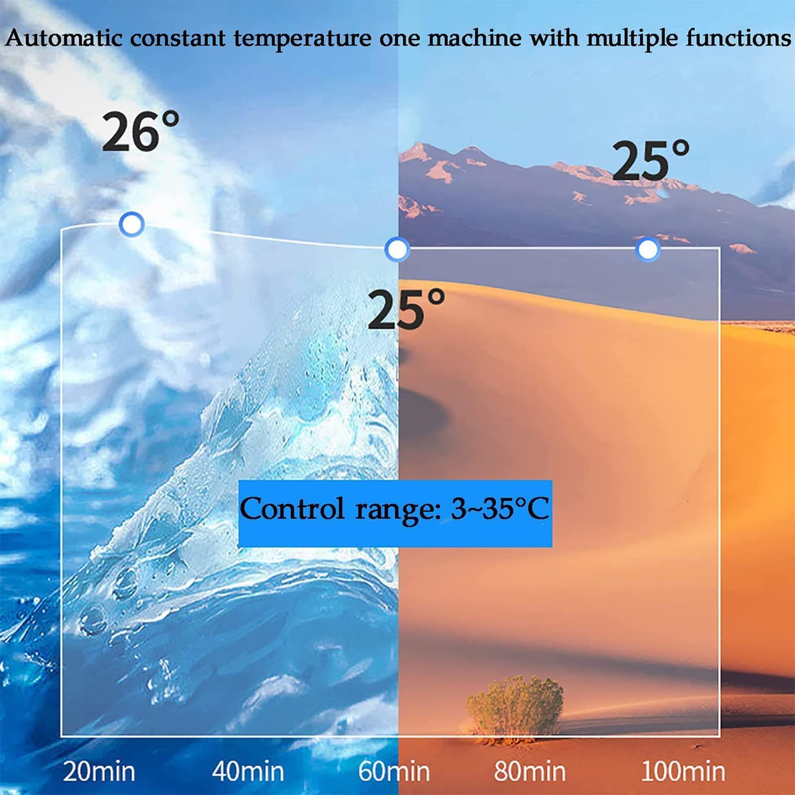 Termostato refrigeratore per acquario, 30 l, con display a LED, ventola di raffreddamento integrata, controllo automatico della temperatura, per soggiorno familiare
