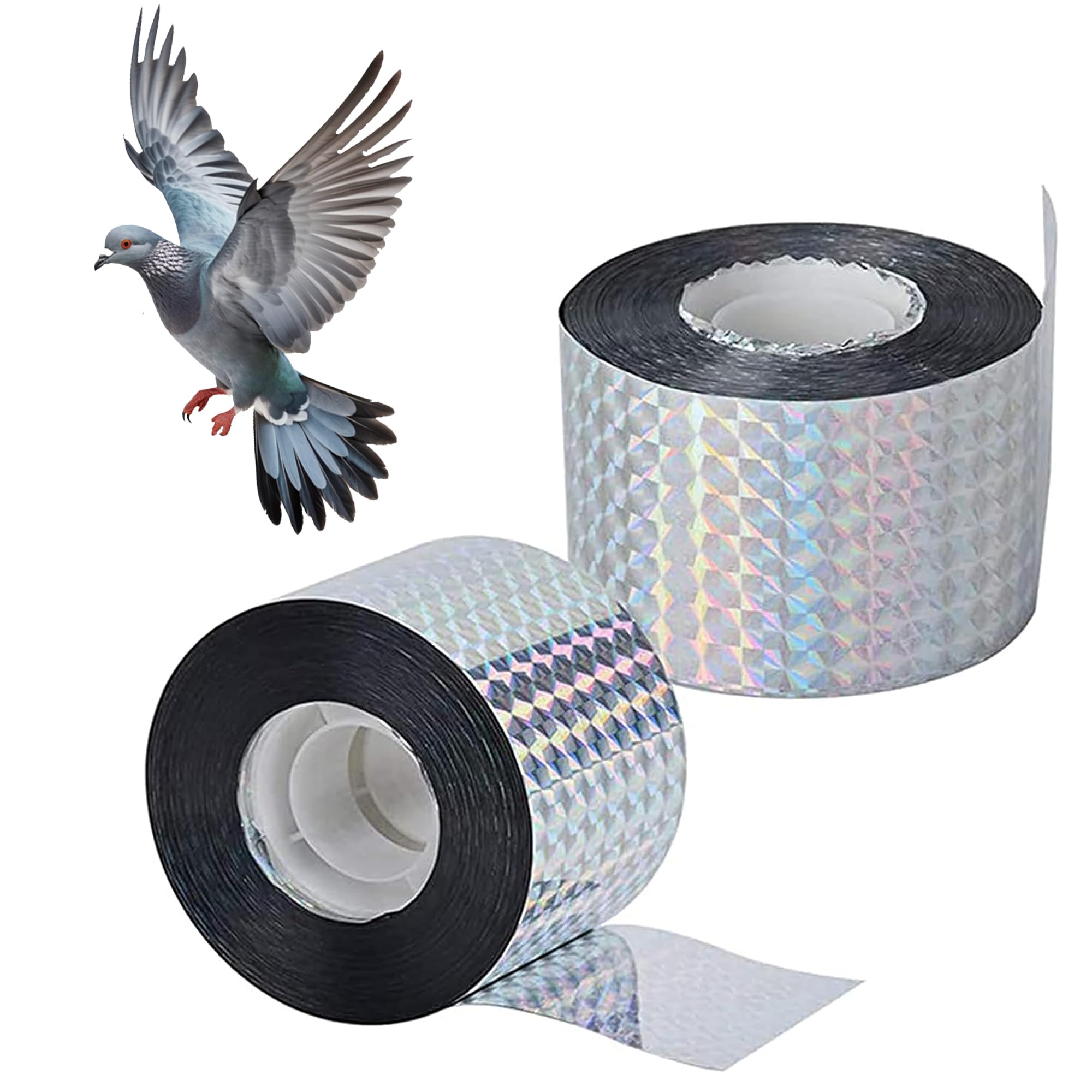 PRADAA (Pack of 2) Reflective Bird Repellent Scare Tape – 4.8 cm x 50 meters, Double-Sided Deterrent for Balconies, Homes, Gardens, and Farms