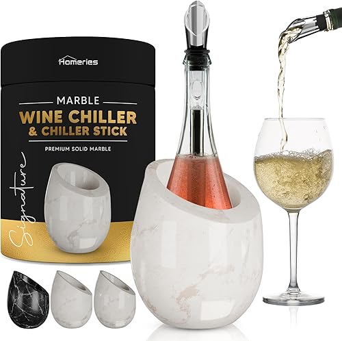 Miniatura 24 de Homeries Cubo enfriador de vino de mármol, enfriador de vino y champán para fiestas, cenas, mantiene el vino y las bebidas frías, enfriadores