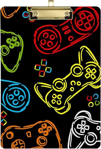 Miniatura 2 de Yasala Portapapeles acrílico Joystick controlador de videojuegos arco iris neón A4 tamaño carta tablero de clip estándar con clip de perfil bajo de