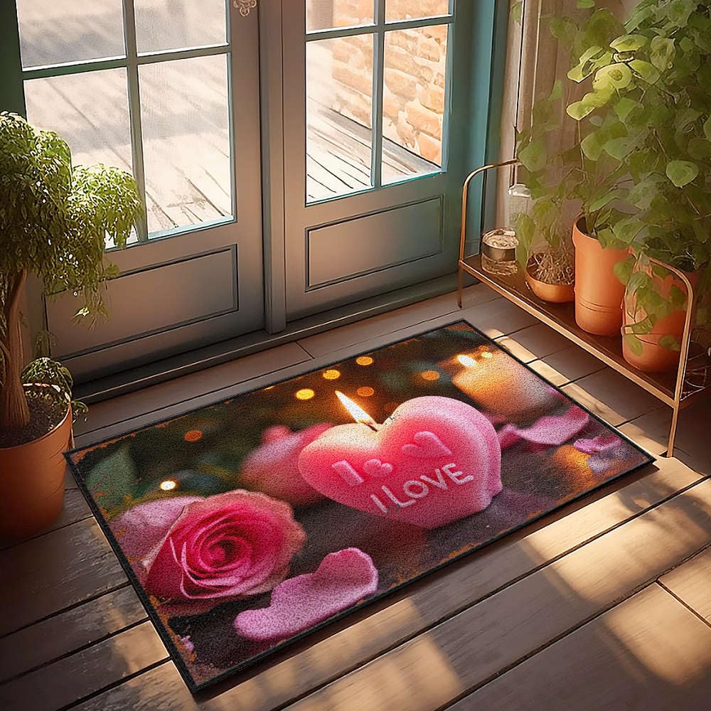 Tapis de bain de ferme anti-salissure et décoration cœur unique
