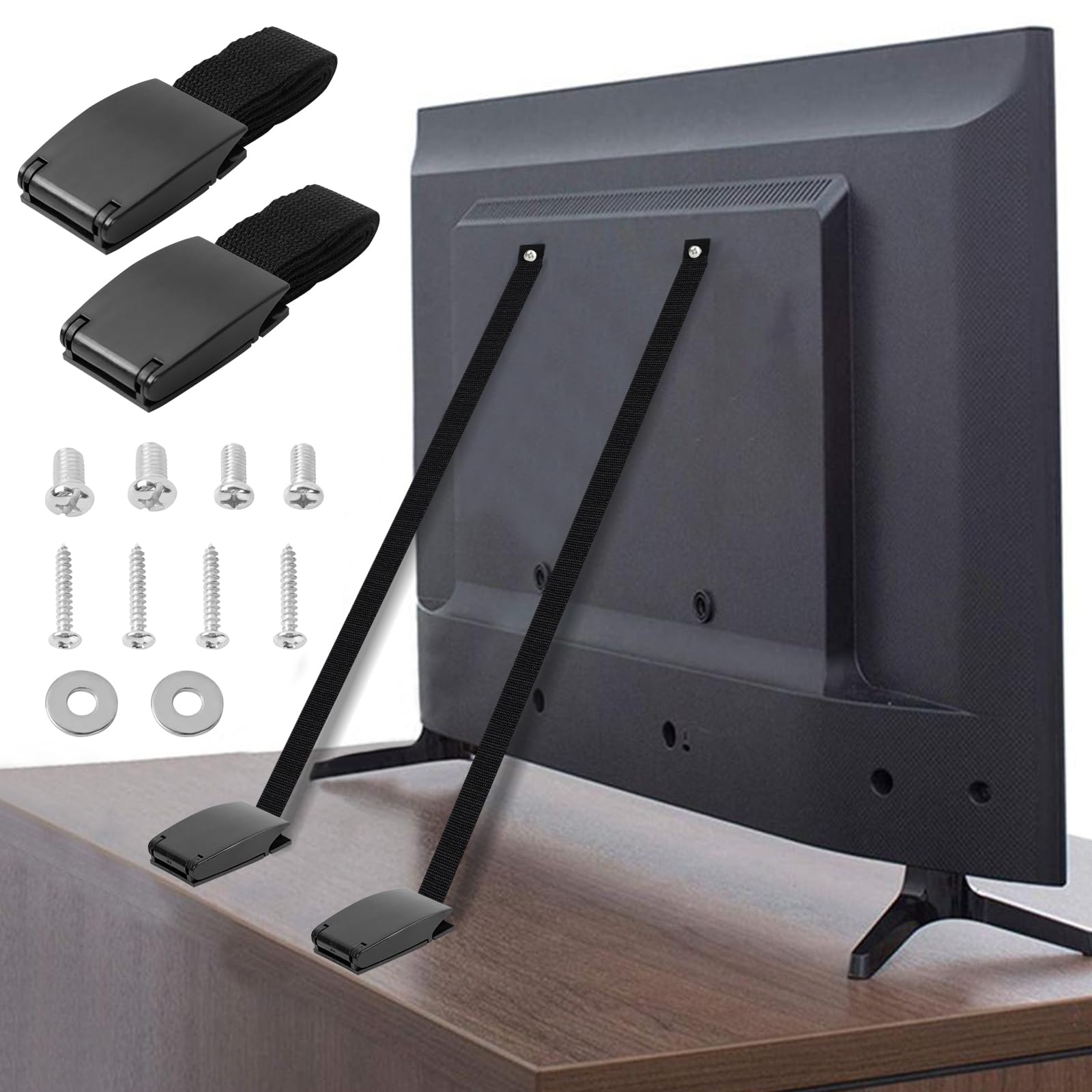 Anti-tipping TV, Anti-tip Straps for TV and Furniture 2 Pieces Adjustable TV Safety Straps for Protect Home Safety Children and Pets