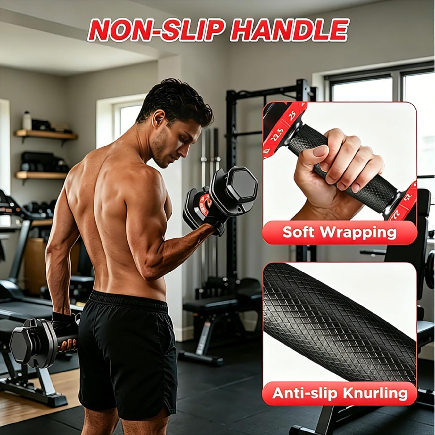 All in One Adjustable Dumbbell Set with Non-Slip Handle for Home Gym | 25/26.5/55/85lbs Free Weights Dumbbells Set, 1 Hand Quick Adjust Weights Set