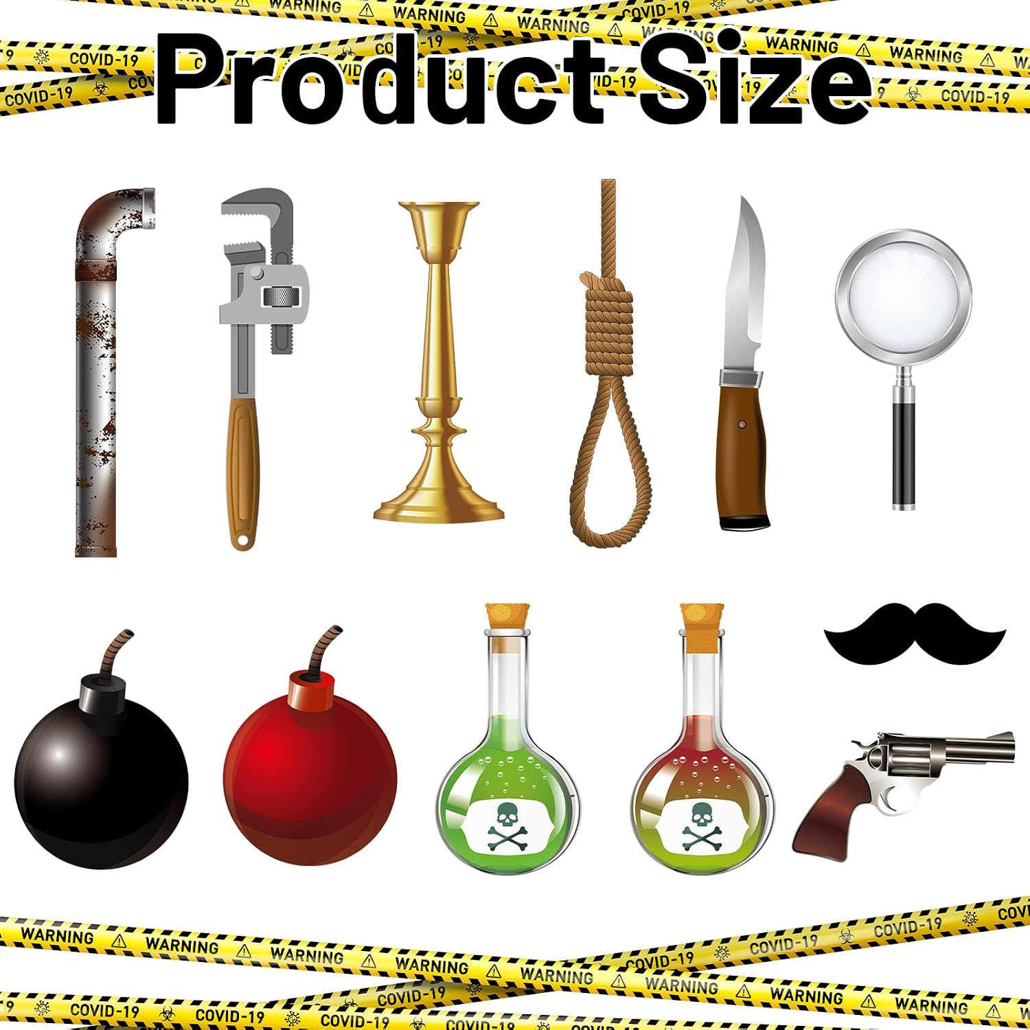 Tenceur 36 Pcs Murder Mystery Themed Party Decorations Kit Crime Photo Prop