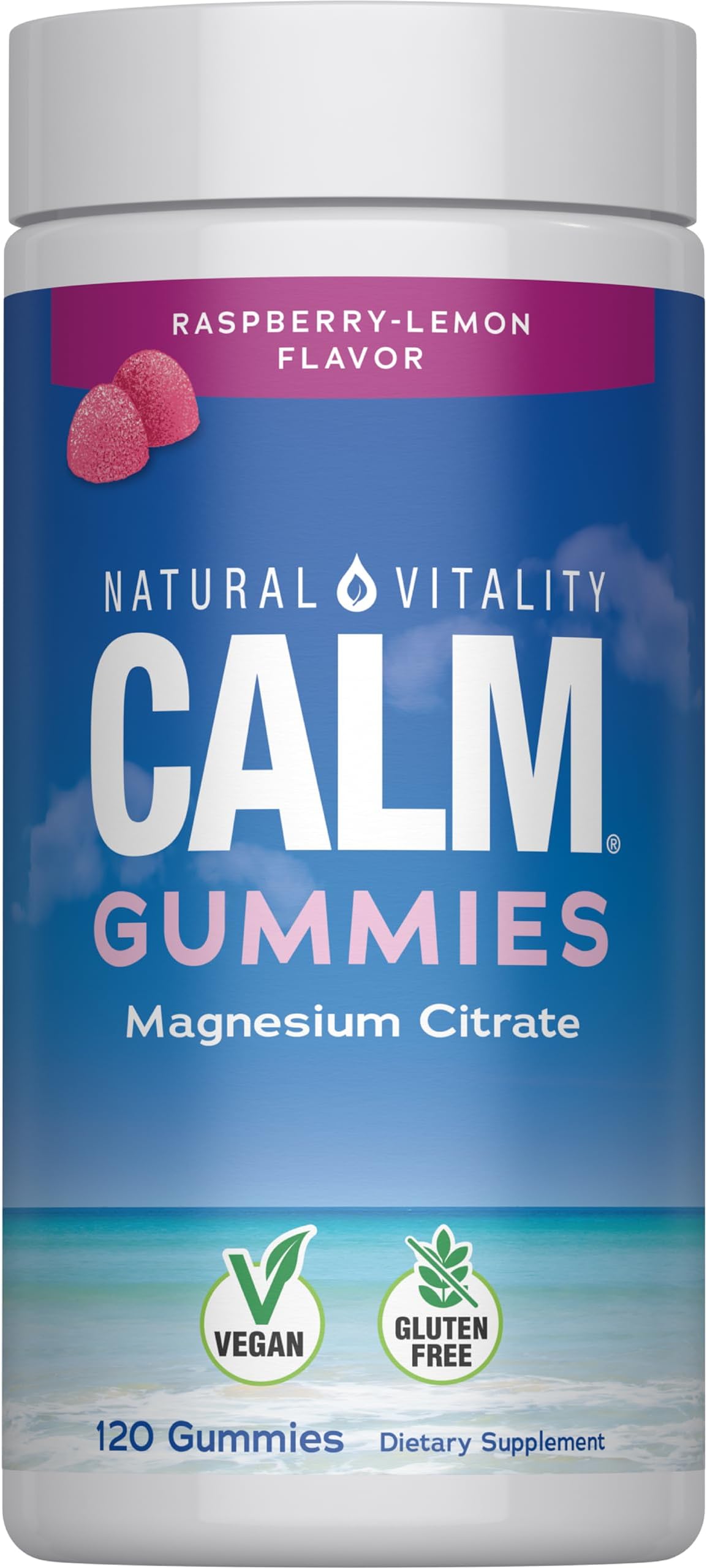Natural Vitality Calm The Anti-Stress Gummies with Raspberry-Lemon Flavor - 120 Gummies
