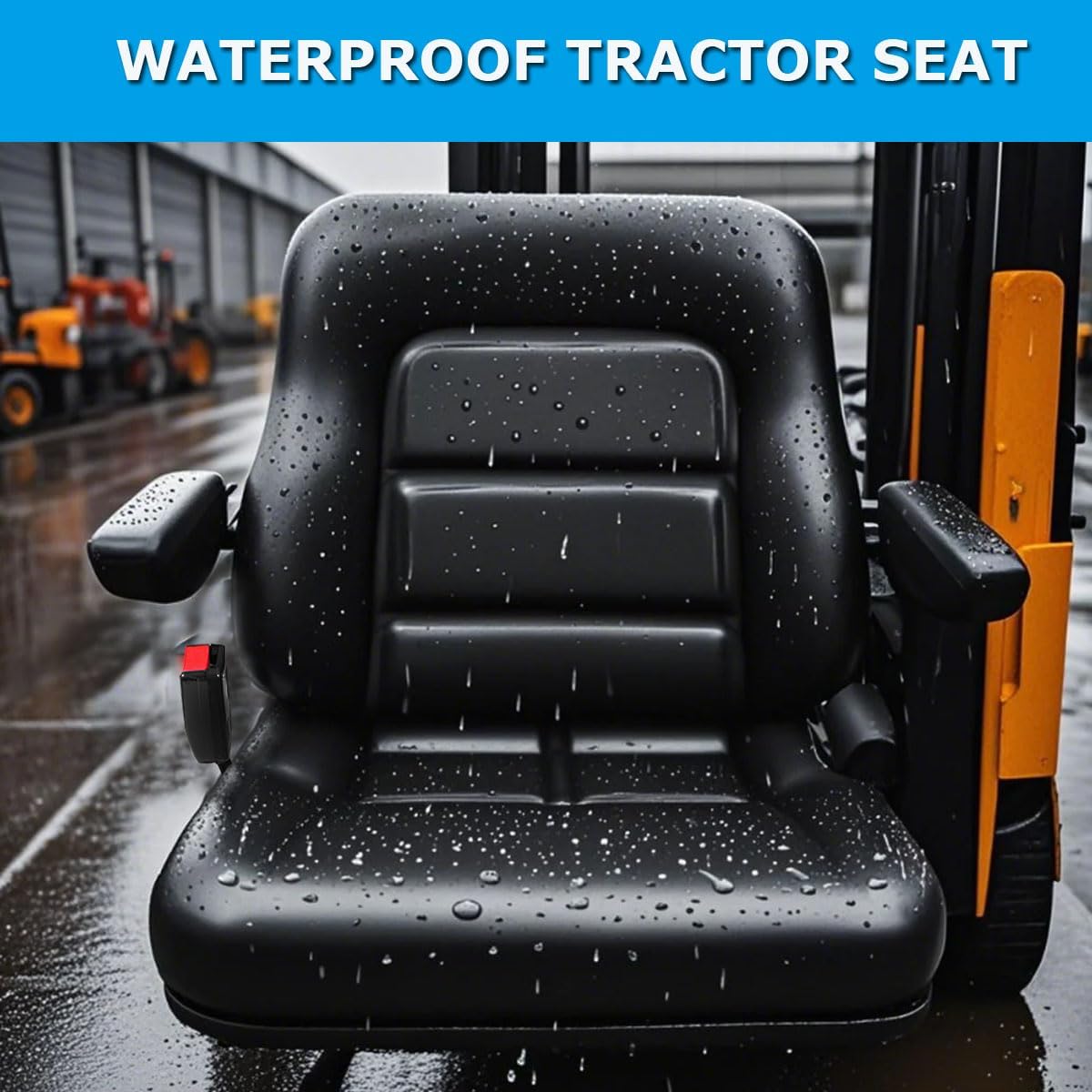Lawn Mower Seat,Universal Tractor Seatwith Adjustable Backrest,Armrest And Safety Belt, for Forklift,Tractor,Excavator Skid Loader Dozer