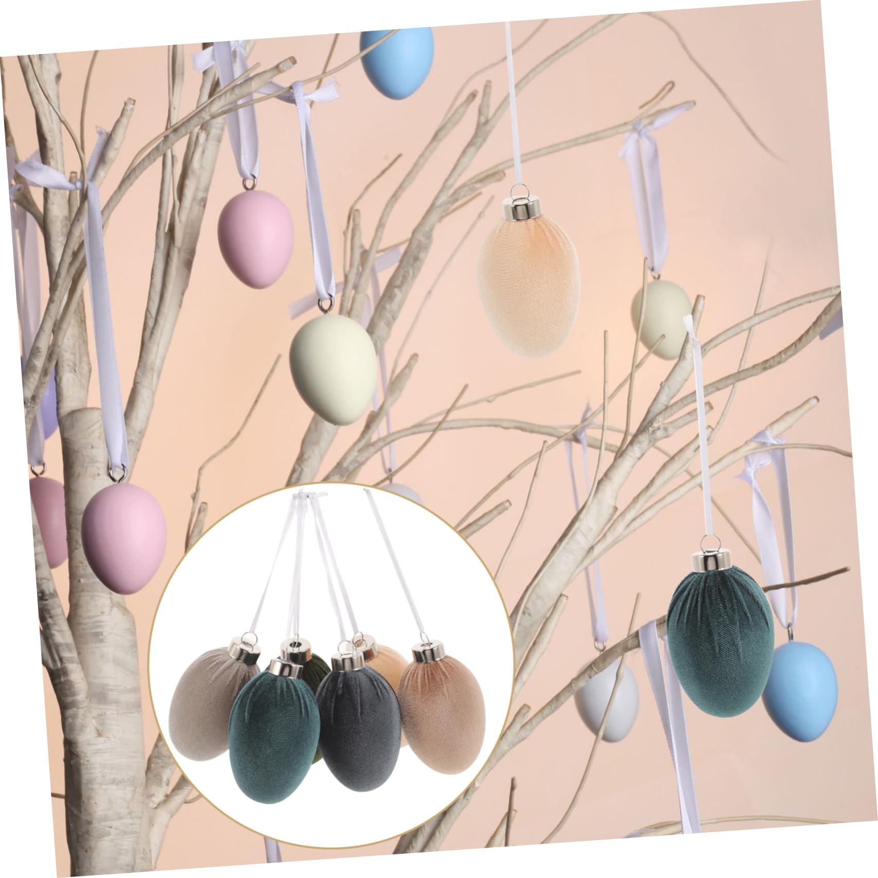 Samtige Ostereier Elegante Osteranhänger 12 Stück zum Aufhängen aus Kunststoff für Festliche Osterparty Dekoration und Stilvolles Osterdisplay