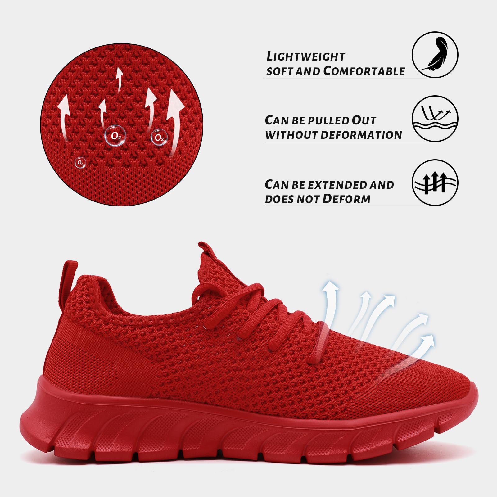 Womens Athletic Shoes Running Sneakers Tennis Slip on Gym Workout Comfortable Size 9 Fashion Sport Casual red Shoe