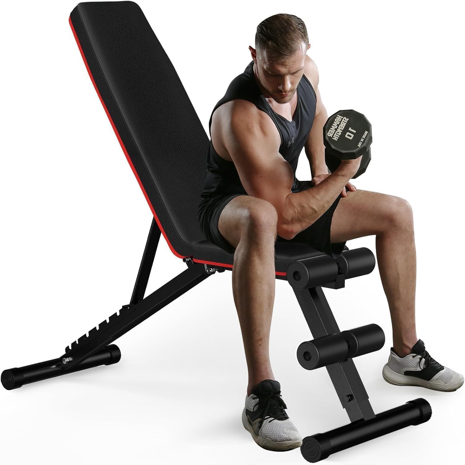 Banco de pesas plegable ajustable, multifunción, banco de entrenamiento inclinado para entrenamiento de cuerpo entero, banco de fitness 8 en 1 para casa o en el gimnasio, capacidad de peso de 360 kg