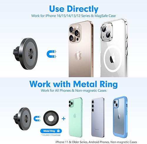Miniatura 4 de isuke Soporte para automóvil MagSafe, 80+LBS de succión más fuerte y ultra duradero 16 imanes más fuertes Soporte magnético de aleación de aluminio
