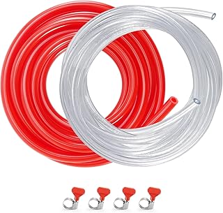 FERRODAY 5 FT 3/16" Beer Line Tubing & 5/16" CO2 Hose Beer Brewing Equipment Lines Replacement Kit, Durable Kegerator Parts Beer Hose with 4 Clamps
