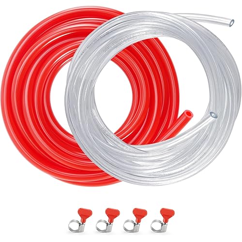 FERRODAY 5 FT 3/16" Beer Line Tubing & 5/16" CO2 Hose Beer Brewing Equipment Lines Replacement Kit, Durable Kegerator Parts Beer Hose with 4 Clamps