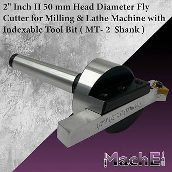 2 (50 mm) Head Diameter Fly Cutter with 2MT Shank (M10 x 1.5 mm) and Replaceable Carbide Insert Bit