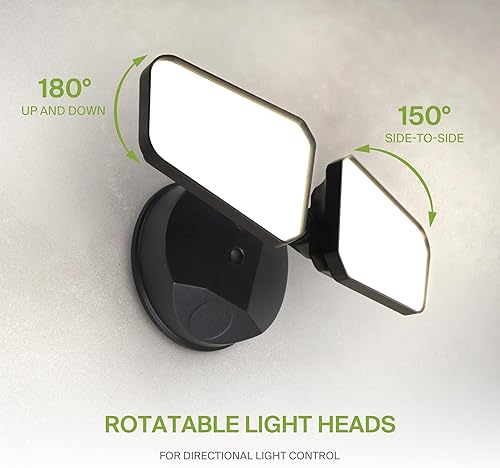 Miniatura 4 de ASD Luces de inundación LED de seguridad para exteriores, 20W 5CCT 2700K-5000K, cabezales giratorios, luz de inundación con cable, 150 de lado a