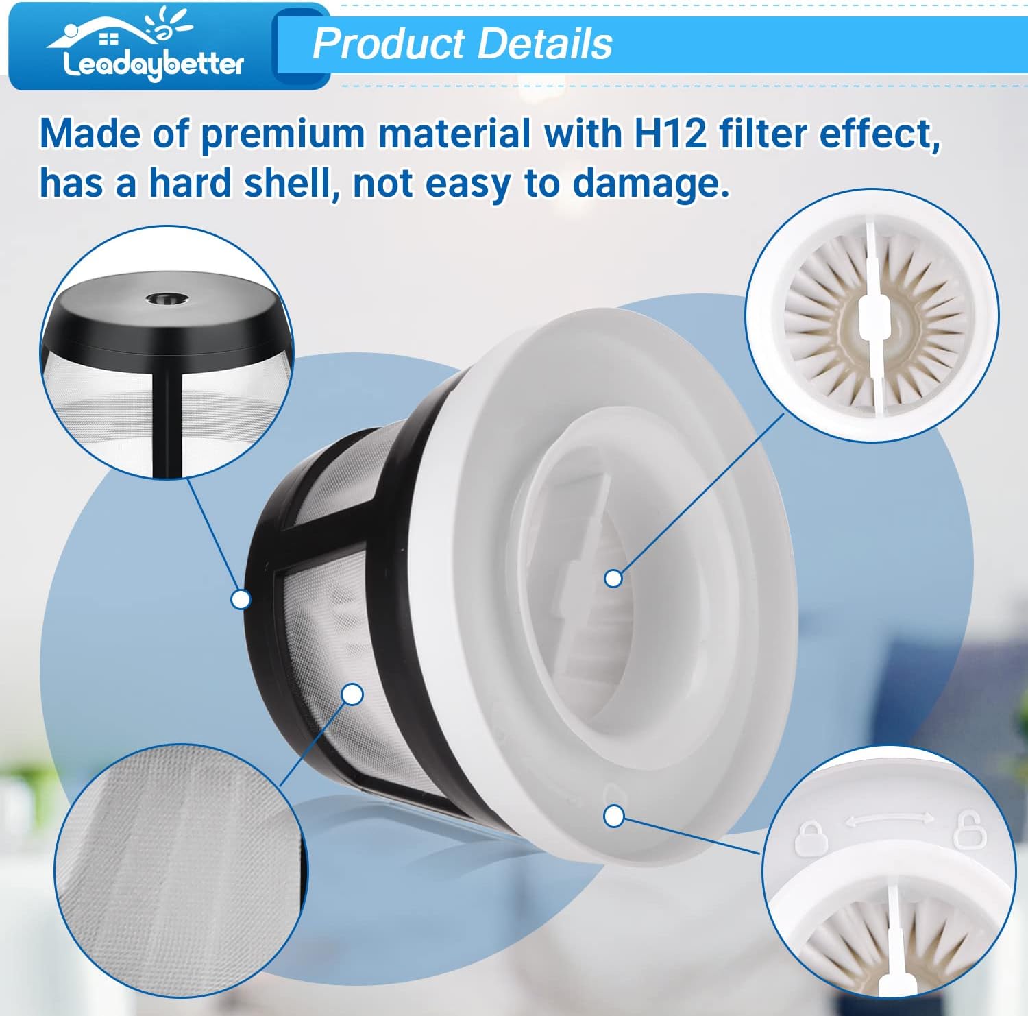 Leadaybetter 29869 Filters Compatible with Bissell AeroSlim 29869 29861 29867 29868 29866 2986 29864 2986T 29863 Cordless Handheld Vacuum, 4 Pack 2986 Filter Replacements, Part # 1624405 - Image 3