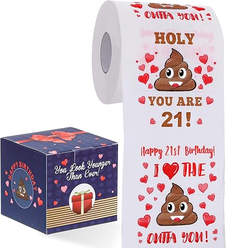 Miniatura 2 de Regalos de 21 cumpleaños para ella y él  Papel higiénico de broma feliz  Decoraciones de cumpleaños 21  Regalo de cumpleaños novedoso para niños,