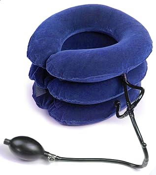 Inflatable Cervical Neck Traction Device/Neck Support Brace/Cervical Collar Adjustable Blue